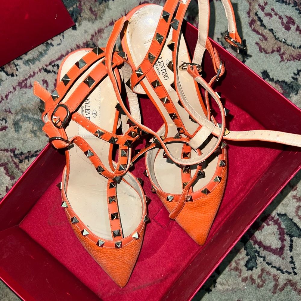 Orange Valentino Studded Heel 41